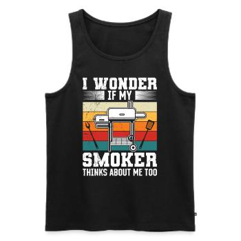 Grillfeier I Wonder if my Smoker Thinks About Me - Männer Premium Bio Tank Top - Schwarz - Vorne - Michal (187cm)