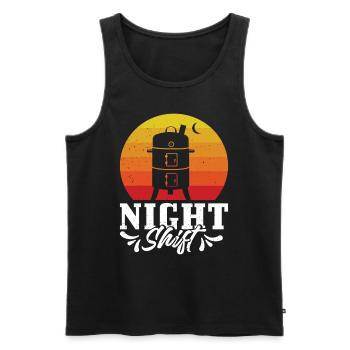 Grillparty NIGHT SHIFT Fleischliebhaber Lustiges - Männer Premium Bio Tank Top - Schwarz - Vorne - Michal (187cm)