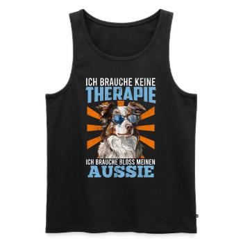 Aussie owner DON'T NEED THERAPY NEED - Men's Premium Organic Tank Top - black - Front - AI Model Male 178 light (178cm)