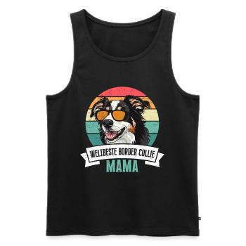Hundemama BESTE BORDER COLLIE MAMA Vintage - Männer Premium Bio Tank Top - Schwarz - Vorne - Michal (187cm)