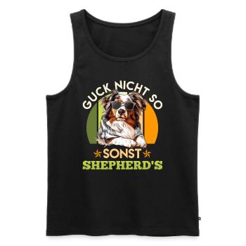 Australian Shepherd GUCK NICHT SO SONST SHEPHERD'S - Männer Premium Bio Tank Top - Schwarz - Vorne - AI Model Male 178 light (178cm)