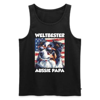 Australian Shepherd WORLD'S BEST AUSSIE DAD - Men's Premium Organic Tank Top - black - Front - Michal (187cm)