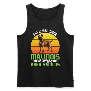 Hundebesitzer EIN LEBEN OHNE MALINOIS IST SINNLOS - Männer Premium Bio Tank Top - Schwarz - Vorne - AI Model Male 178 light (178cm)