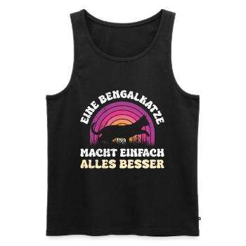 Bengalkatze EINE BENGALKATZE MACHT EINFACH ALLES - Männer Premium Bio Tank Top - Schwarz - Vorne - AI Model Male 178 light (178cm)