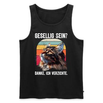 Maine Coon Cat BE SOCIABLE? THANK YOU. WAIVERS - Men's Premium Organic Tank Top - black - Front - AI Model Male 178 light (178cm)
