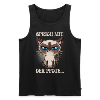 Chats siamois coquins PARLEZ AVEC VOTRE PATTE... Amusement - Débardeur bio Premium Homme - noir - Devant - Michal (187cm)