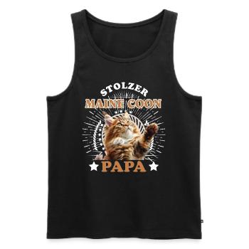 Katzenpapa MAINE COON STOLZER MAINE COON - Männer Premium Bio Tank Top - Schwarz - Vorne - AI Model Male 178 light (178cm)