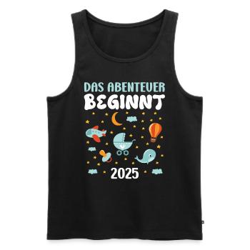 Expectant mom THE ADVENTURE BEGINS IN 2025 IN THE FUTURE - Men's Premium Organic Tank Top - black - Front - Michal (187cm)