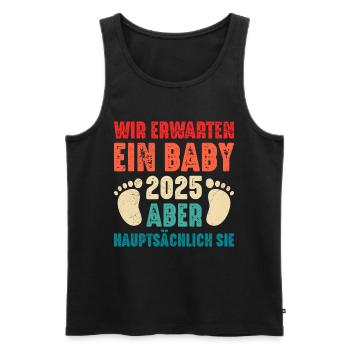 Bald Papa WIR ERWARTEN EIN BABY EIGENTLICH SIE - Männer Premium Bio Tank Top - Schwarz - Vorne - AI Model Male 178 light (178cm)