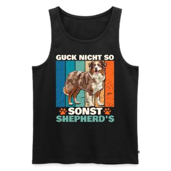 Aussie GUCK NICHT SO SONST SHEPHERDS Lustiges - Männer Premium Bio Tank Top - Schwarz - Vorne - Michal (187cm)
