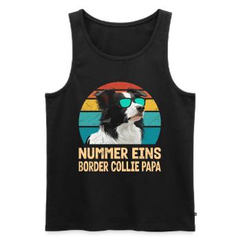 Border Collie PAPA BORDER COLLIE NUMÉRO UN - Débardeur bio Premium Homme - noir - Devant - AI Model Male 178 light (178cm)