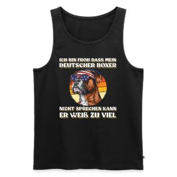 Boxer JE SUIS CONTENT QUE MON BOXEUR ALLEMAND NE LE FASSE PAS - Débardeur bio Premium Homme - noir - Devant - AI Model Male 178 light (178cm)