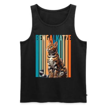 BENGAL CAT Vintage Bengal Cat Propriétaire - Débardeur bio Premium Homme - noir - Devant - AI Model Male 178 light (178cm)