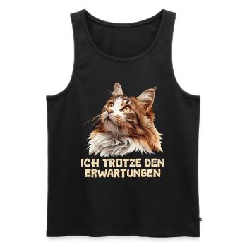 Maine Coon I DÉFIE LES ATTENTES DRÔLE - Débardeur bio Premium Homme - noir - Devant - AI Model Male 178 light (178cm)