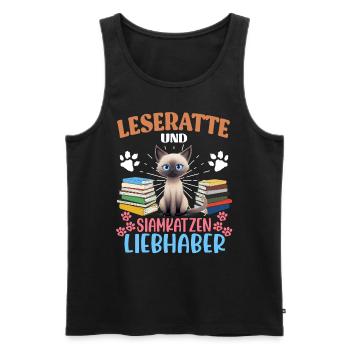 BOOKWORM AND SIAMESE CAT LOVERS Book lovers - Men's Premium Organic Tank Top - black - Front - Michal (187cm)