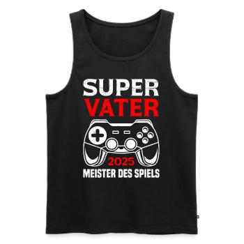 Zukünftiger Papa SUPER VATER 2025 MEISTER DES - Männer Premium Bio Tank Top - Schwarz - Vorne - AI Model Male 178 light (178cm)