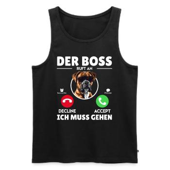 Boxeur allemand CALLS I HAVE TO GO Funny - Débardeur bio Premium Homme - noir - Devant - Michal (187cm)