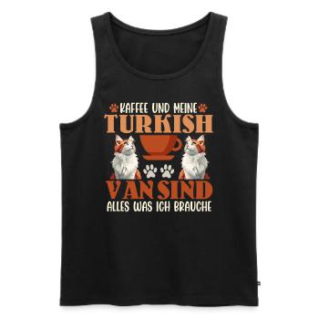 Katzenpapa KAFFEE UND MEINE TURKISH VAN SIND ALLES - Männer Premium Bio Tank Top - Schwarz - Vorne - AI Model Male 178 light (178cm)