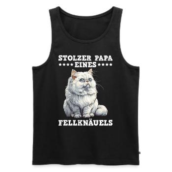 Chat Papa FIER PAPA D’UNE BOULE DE POILS Drôle - Débardeur bio Premium Homme - noir - Devant - Michal (187cm)
