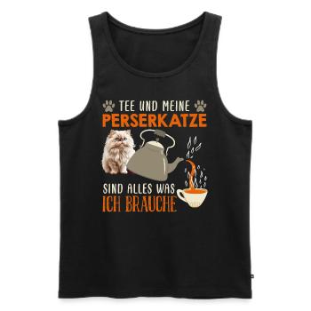 TEA AND MY PERSIAN CAT EVERYTHING I NEED - Men's Premium Organic Tank Top - black - Front - Michal (187cm)