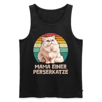 MAMAN D’UN CHAT PERSAN MAMAN Chat persan - Débardeur bio Premium Homme - noir - Devant - AI Model Male 178 light (178cm)