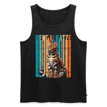 BENGAL CAT Vintage Bengal Cat Owner - Men's Premium Organic Tank Top - black - Front - AI Model Male 178 light (178cm)