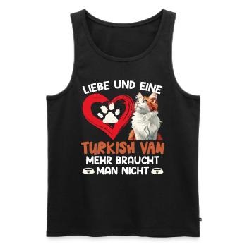 Katzenmama LIEBE UND EINE TURKISH VAN IST ALLES - Männer Premium Bio Tank Top - Schwarz - Vorne - AI Model Male 178 light (178cm)