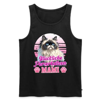 Katzenbesitzerin GLÜCKLICHE PERSERKATZEN MAMI - Männer Premium Bio Tank Top - Schwarz - Vorne - Michal (187cm)