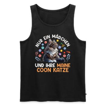 Maman chat JUSTE UNE FILLE ET SON MAINE COON - Débardeur bio Premium Homme - noir - Devant - Michal (187cm)