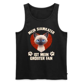 Siamese cats MY SIAMESE CAT IS MY BIGGEST FAN - Men's Premium Organic Tank Top - black - Front - Michal (187cm)