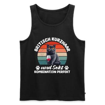 BRITISCH KURZHAAR UND SEKT KOMBINATION PERFEKT - Männer Premium Bio Tank Top - Schwarz - Vorne - Michal (187cm)