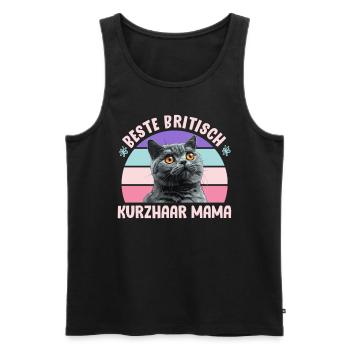 British Shorthair BEST BRITISH SHORTHAIR MOM - Men's Premium Organic Tank Top - black - Front - AI Model Male 178 light (178cm)