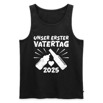 Finally dad OUR FIRST FATHER'S DAY 2025 Soon - Men's Premium Organic Tank Top - black - Front - Michal (187cm)
