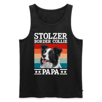 Hundepapa STOLZER BORDER COLLIE PAPA Hundebesitzer - Männer Premium Bio Tank Top - Schwarz - Vorne - Michal (187cm)