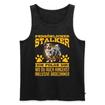 Berger Australien PERSONNEL STALKER Drôle - Débardeur bio Premium Homme - noir - Devant - Michal (187cm)