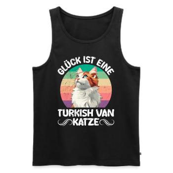 Turkish Van HAPPINESS IS A TURKISH VAN CAT - Men's Premium Organic Tank Top - black - Front - AI Model Male 178 light (178cm)