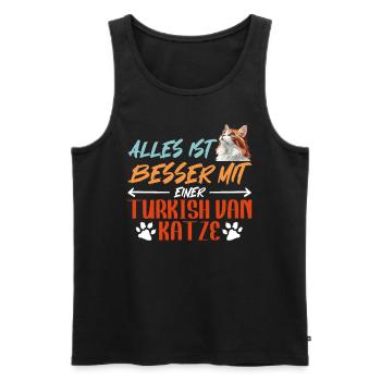 Katzenbesitzer ALLES IST BESSER MIT EINER TURKISH - Männer Premium Bio Tank Top - Schwarz - Vorne - AI Model Male 178 light (178cm)
