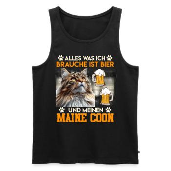 Cat dad WHAT I NEED IS BEER AND MY - Men's Premium Organic Tank Top - black - Front - Michal (187cm)