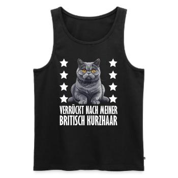 British Shorthair CRAZY ABOUT MY BRITISH - Men's Premium Organic Tank Top - black - Front - AI Model Male 178 light (178cm)