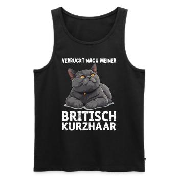 British Shorthair CRAZY ABOUT MY BRITISH - Men's Premium Organic Tank Top - black - Front - AI Model Male 178 light (178cm)
