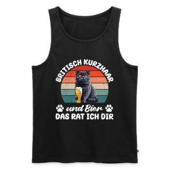 Bier und Britisch Kurzhaar - Männer Premium Bio Tank Top - Schwarz - Vorne - AI Model Male 178 light (178cm)
