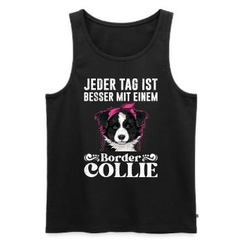 Border Collie JEDER TAG IST BESSER MIT BORDER - Männer Premium Bio Tank Top - Schwarz - Vorne - AI Model Male 178 light (178cm)