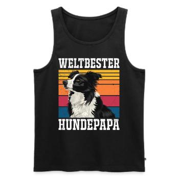Border Collie WELTBESTER HUNDPAPA Border Collie - Männer Premium Bio Tank Top - Schwarz - Vorne - Michal (187cm)