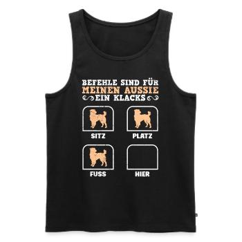 Hundebesitzer BEFEHLE SIND FÜR MEINEN AUSSIE EIN - Männer Premium Bio Tank Top - Schwarz - Vorne - AI Model Male 178 light (178cm)