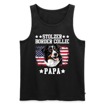 Border Collie FIER PAPA D’UN BORDER COLLIE - Débardeur bio Premium Homme - noir - Devant - AI Model Male 178 light (178cm)