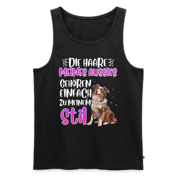 Australian Shepherd DIE HAARE MEINES AUSSIES - Männer Premium Bio Tank Top - Schwarz - Vorne - Michal (187cm)