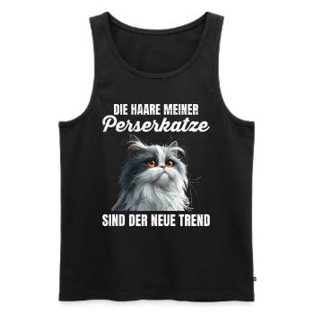 Maman chat LES POILS DE MON CHAT PERSAN SONT À LA MODE - Débardeur bio Premium Homme - noir - Devant - Michal (187cm)