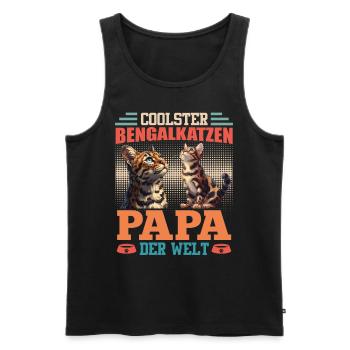 Bengal PAPA CHAT BENGAL LE PLUS COOL DU MONDE - Débardeur bio Premium Homme - noir - Devant - AI Model Male 178 light (178cm)