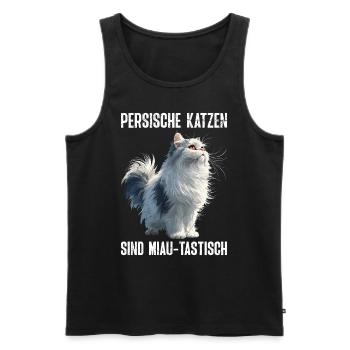 LES CHATS PERSANS SONT MIAOU-TASTIQUE Drôle - Débardeur bio Premium Homme - noir - Devant - AI Model Male 178 light (178cm)