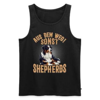 Australian Shepherds AUS DEM WEG SONST SHEPHERDS - Männer Premium Bio Tank Top - Schwarz - Vorne - AI Model Male 178 light (178cm)